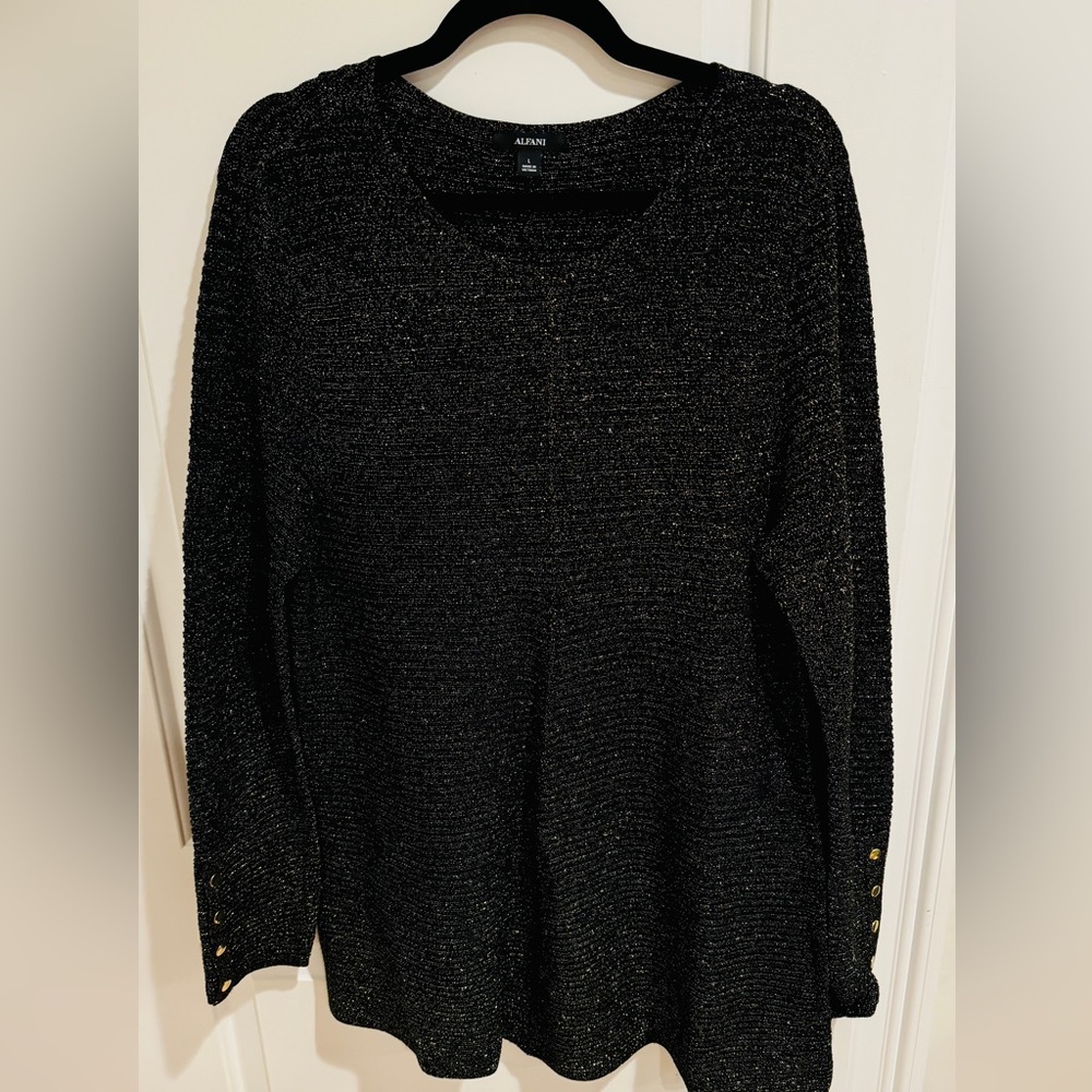 Black and golden sparkle long top